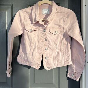 Old Navy size 10-12 pink distressed Jean jacket. Like new